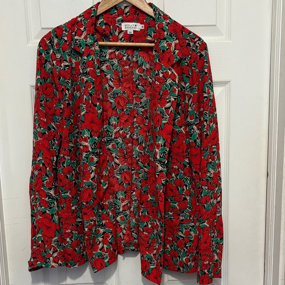 MOLLY BRACKEN red floral blazer. Size M